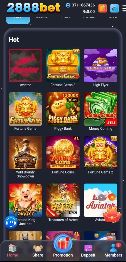 2888bet-game-interface