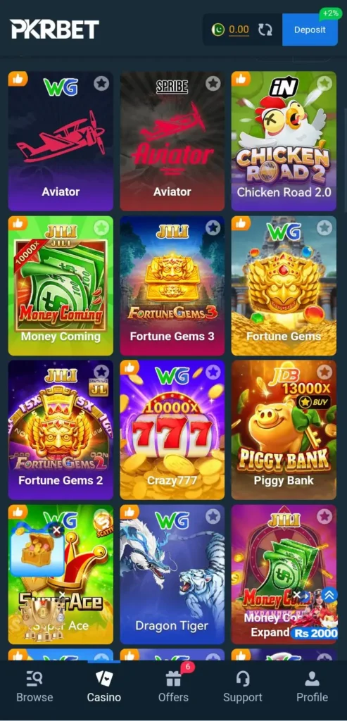 pkrbet-game-interface
